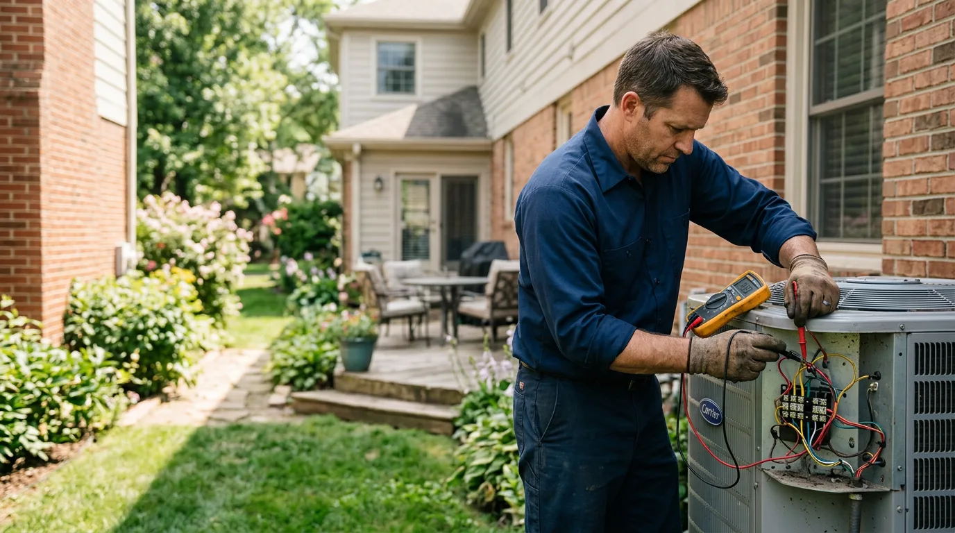 HVAC technician working near Versailles, NY